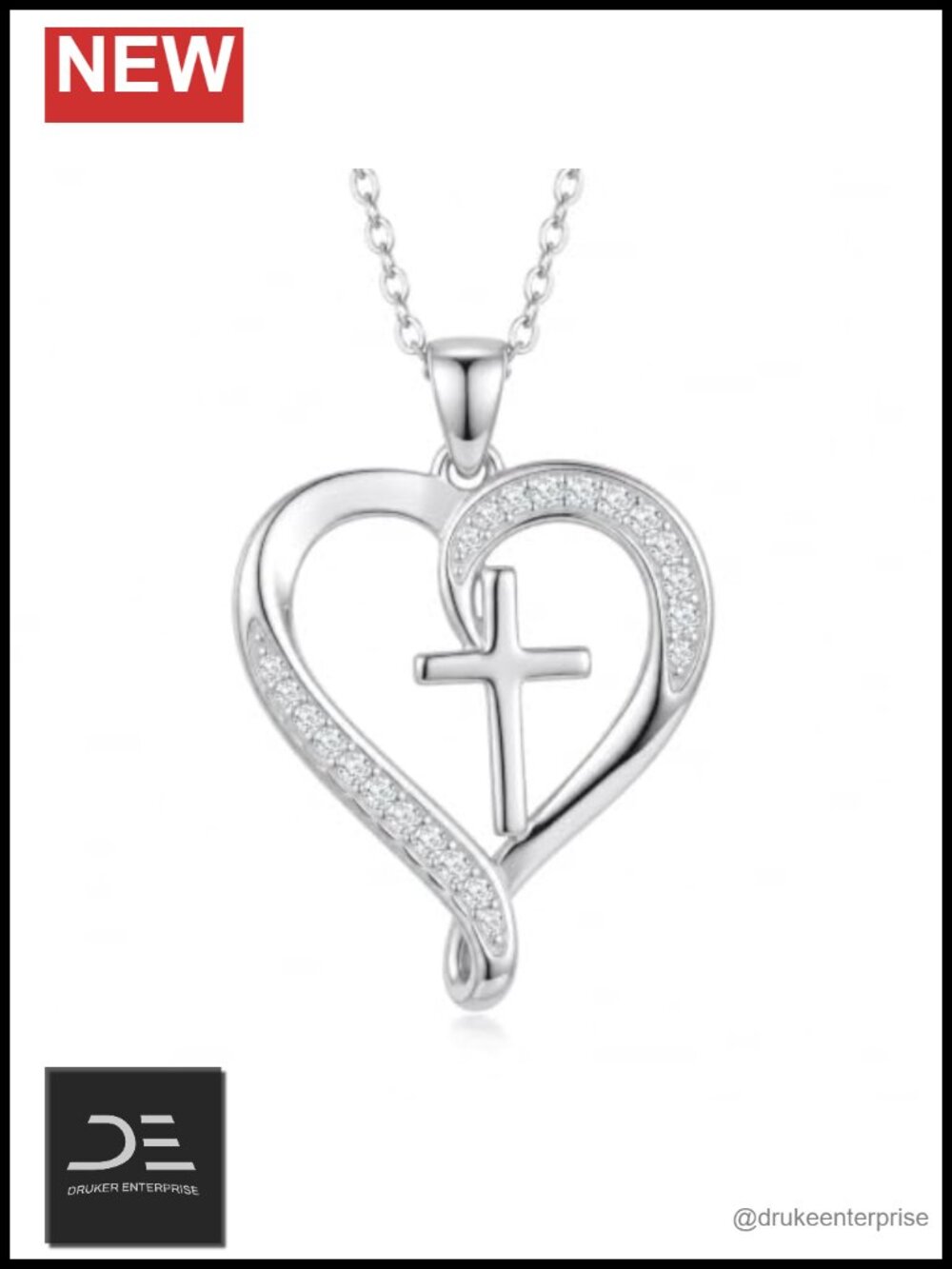 Gold Plated Heart Cross Pendant Necklace for Women Christian Faith Jewelry